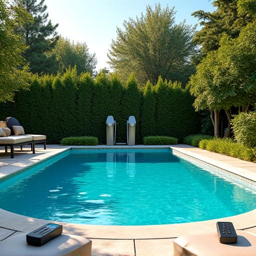 Jardín y piscina con sistema de automatización inteligente